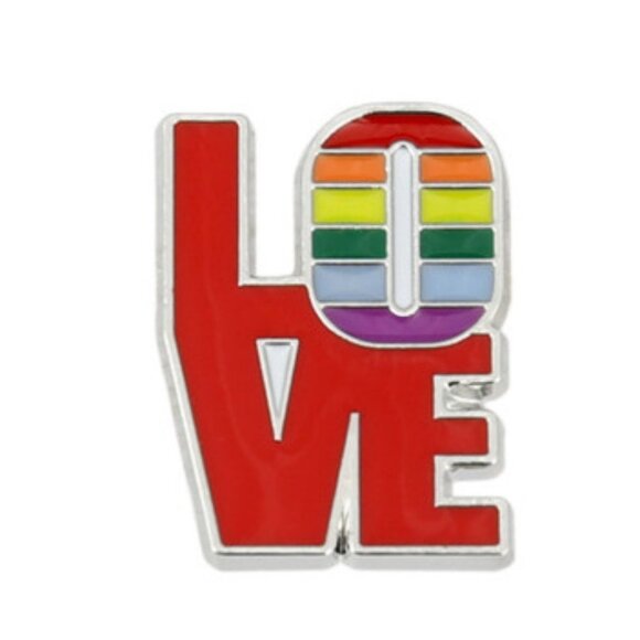 Rainbow Colored Love Brooch Bridge - Picture 1 of 2